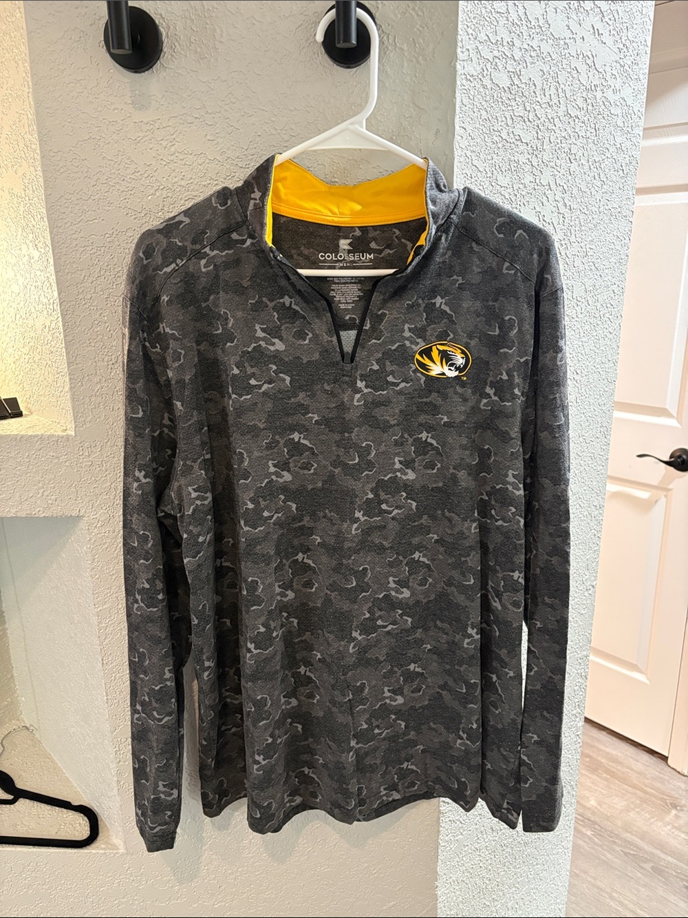 Colosseum Gray Camo Missouri Tigers Half-Zip with Yellow Accent